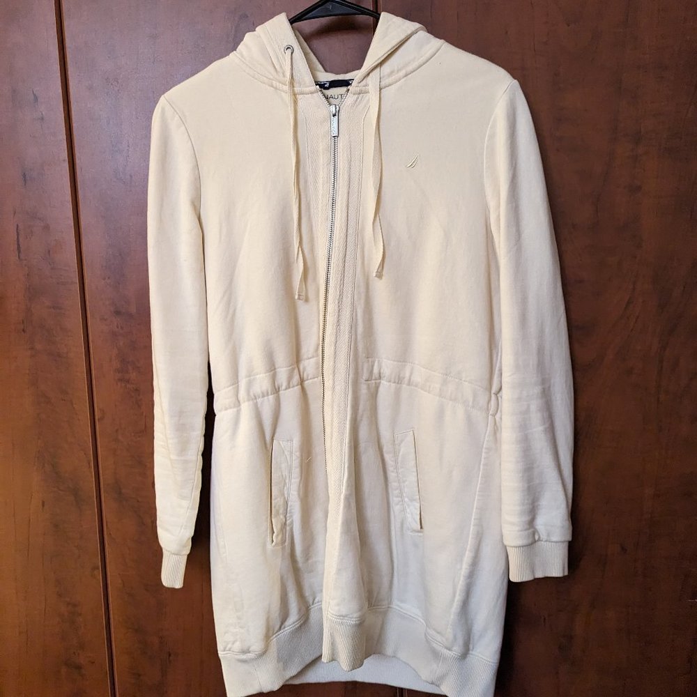 Nautica cream long fleece hoodie
